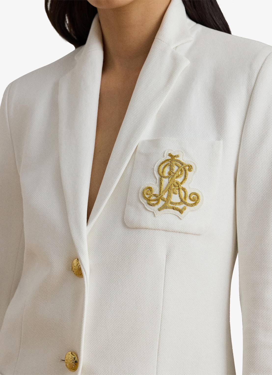 Ralph Lauren Blazer met logoborduring en opgestikte zakken - detail 3 wit