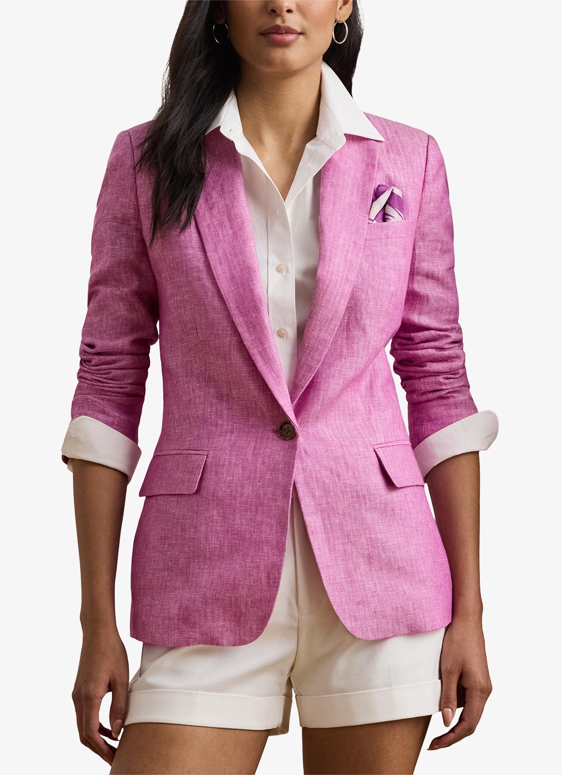 Ralph Lauren Blazer met structuur en klepzakken - detail 2 roze