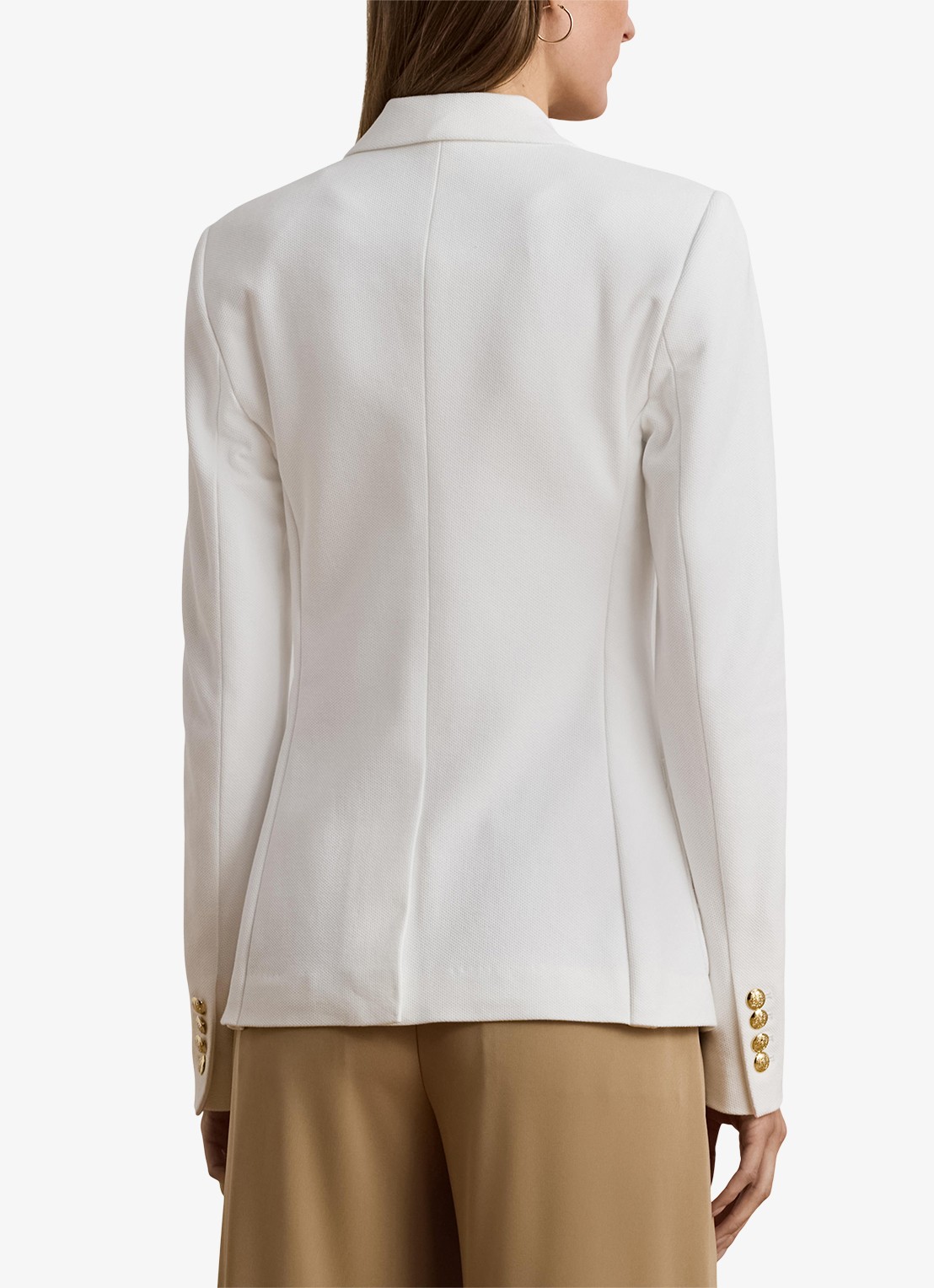 Ralph Lauren Blazer van piqué katoen met metallic logoborduring - achterkant 4 white / wit