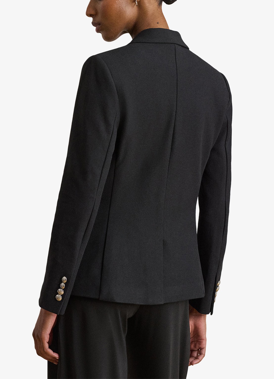Ralph Lauren Blazer van piqué katoen met metallic logoborduring - achterkant 4 polo black / zwart