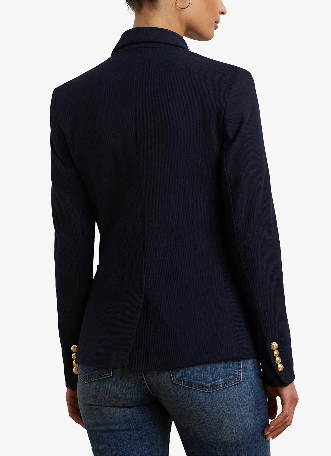 Ralph Lauren Blazer van piqué katoen met metallic logoborduring - achterkant 3 lauren navy / blauw