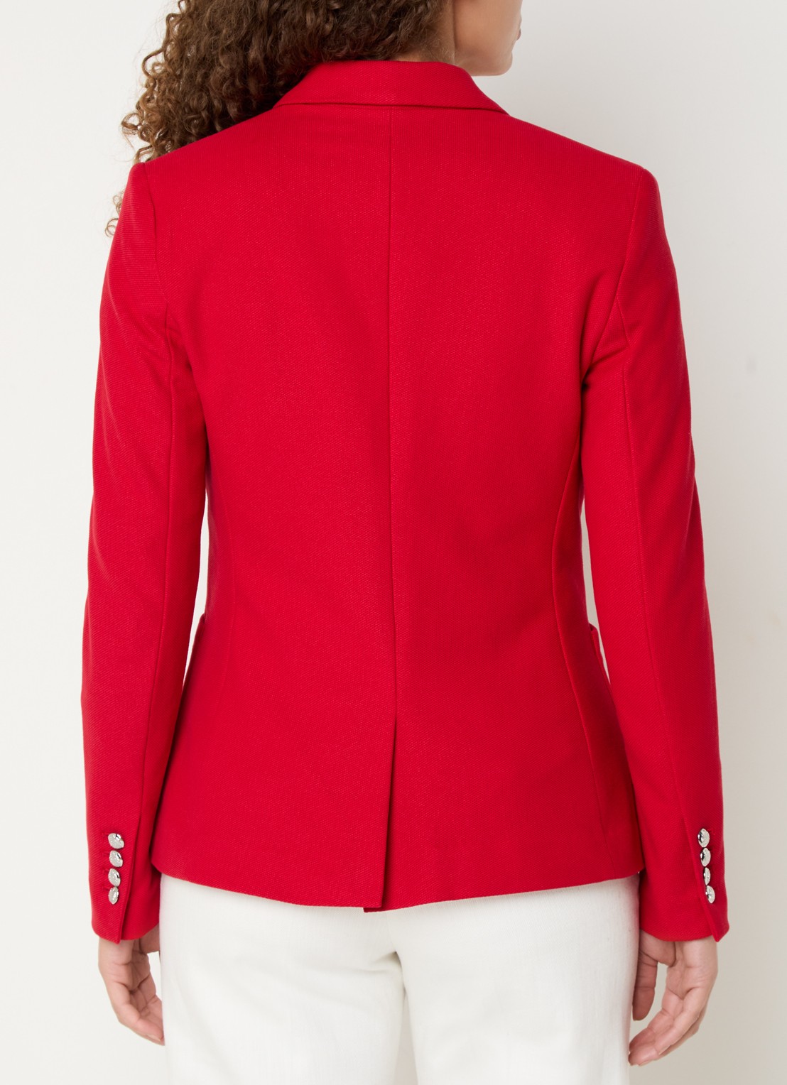 Ralph Lauren Blazer van piqué katoen met metallic logoborduring - achterkant festive red / rood