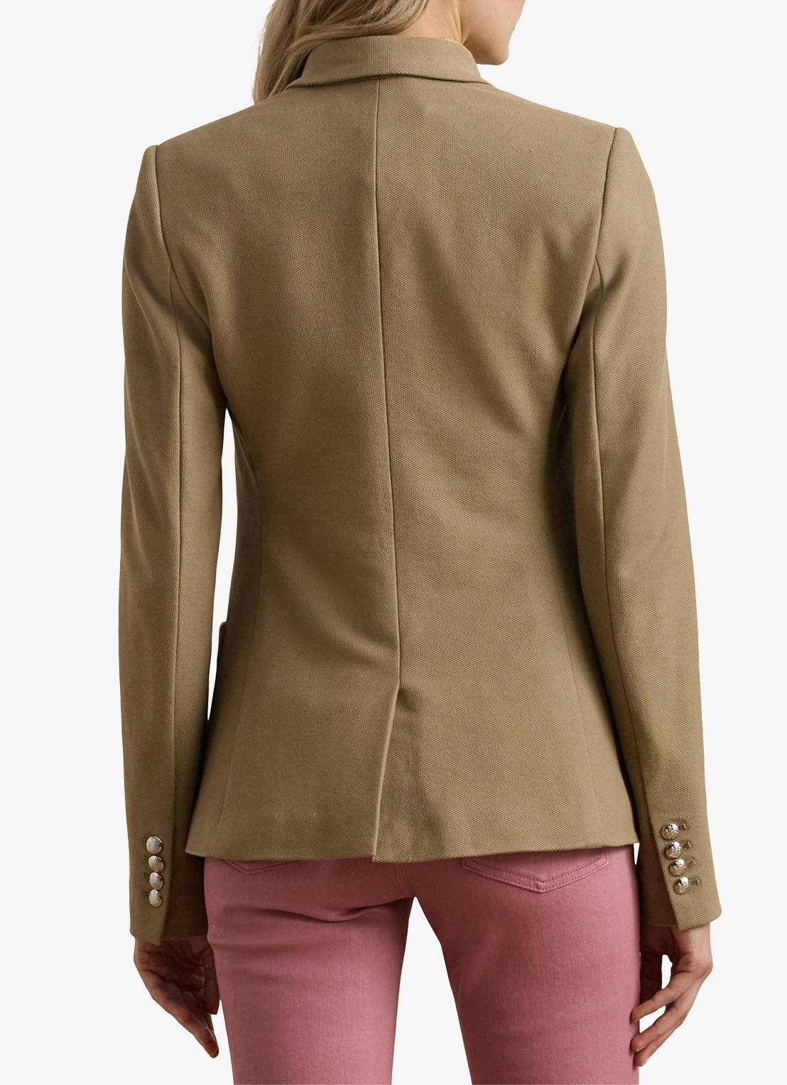 Ralph Lauren Blazer van piqué katoen met metallic logoborduring - achterkant madison tan / beige