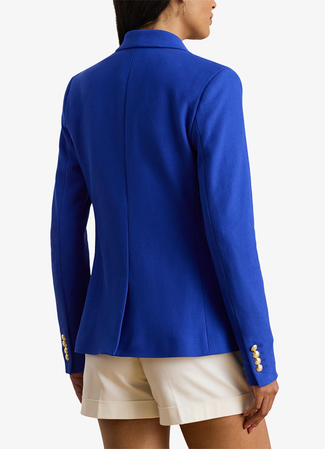 Ralph Lauren Blazer van piqué katoen met metallic logoborduring - achterkant 4 cruise royal / blauw