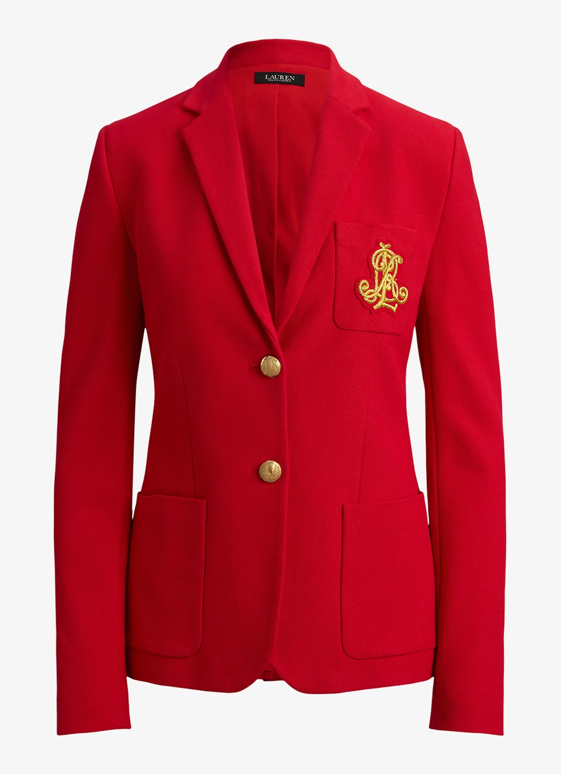 Ralph Lauren Blazer van piqué katoen met metallic logoborduring - voorkant cruise red / rood