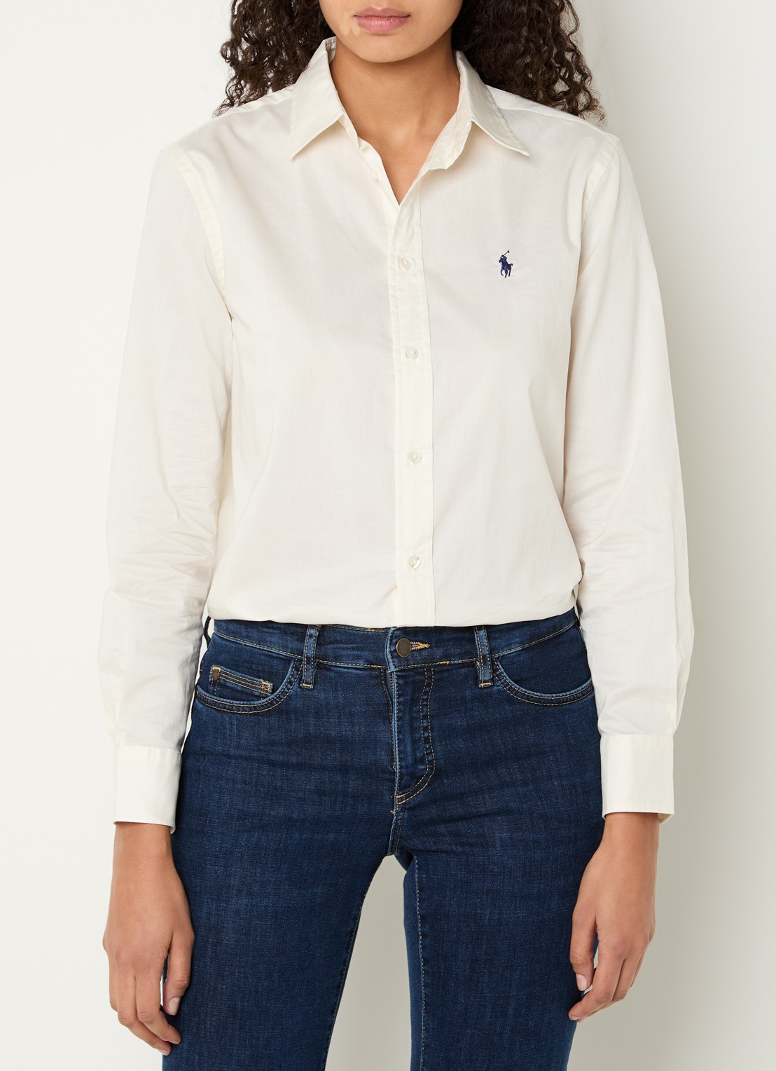 Ralph Lauren Blouse in linnenblend met streepprint - detail 3 gebroken wit