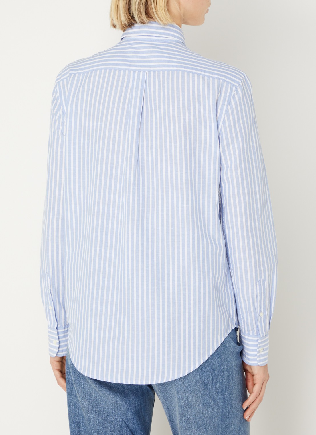 Ralph Lauren Blouse in linnenblend met streepprint - achterkant 2 lichtblauw