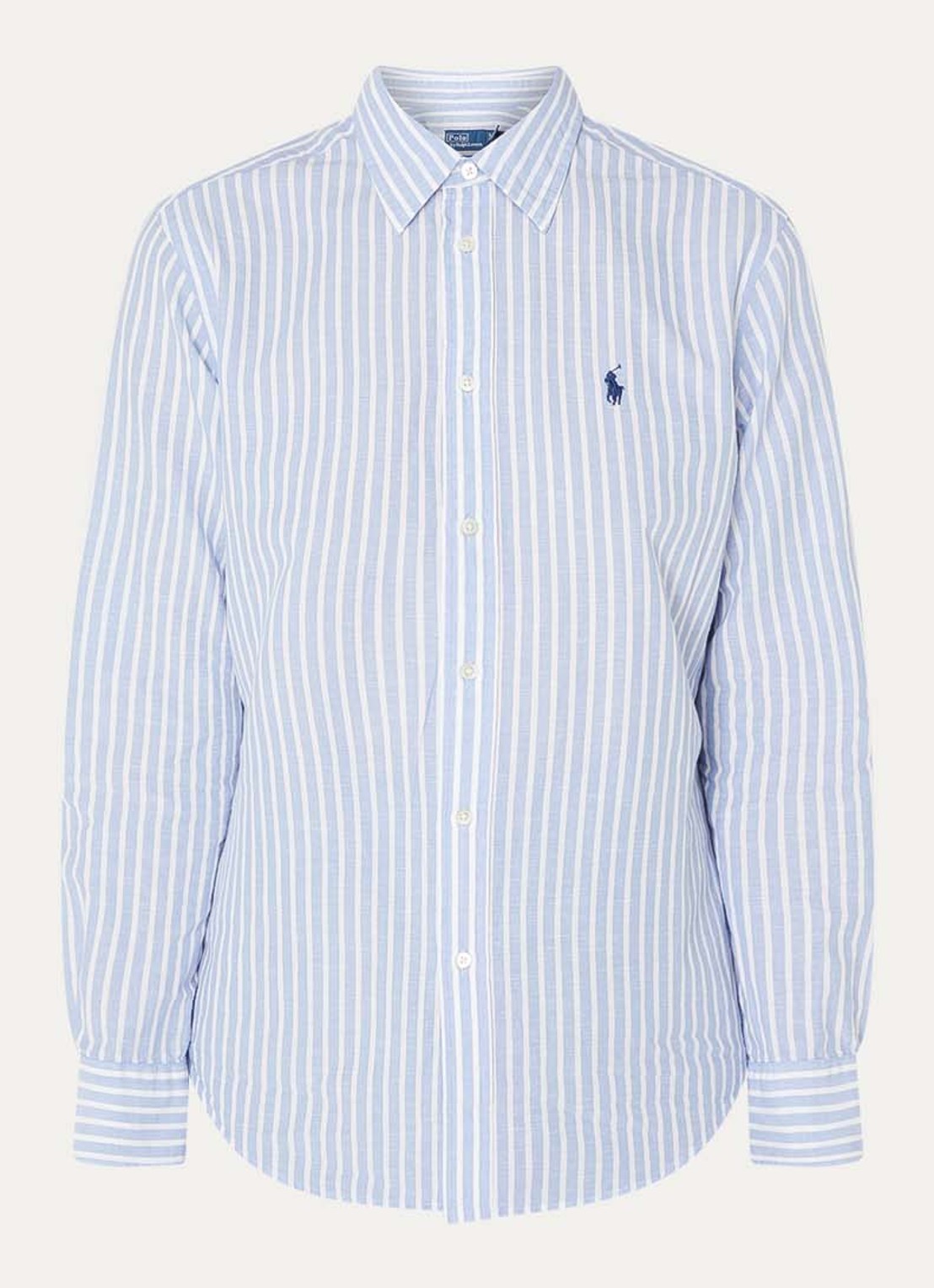 Ralph Lauren Blouse in linnenblend met streepprint - voorkant 3 lichtblauw