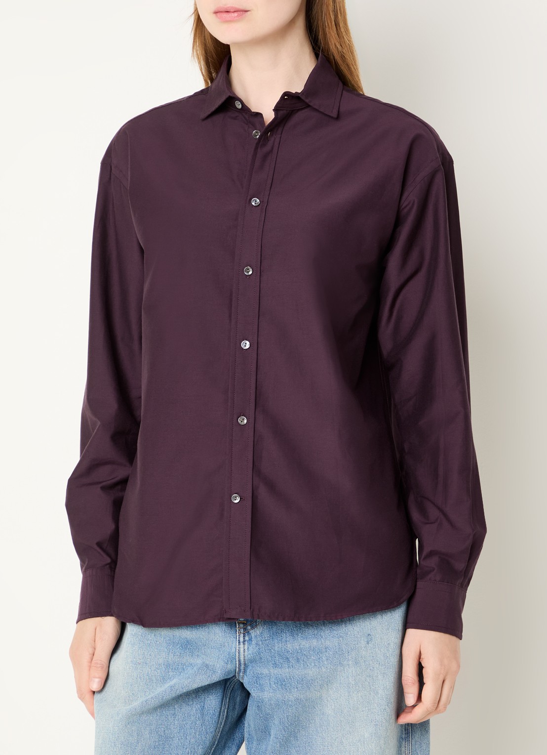 Ralph Lauren Blouse in zijdeblend met logoborduring - detail 4 aubergine