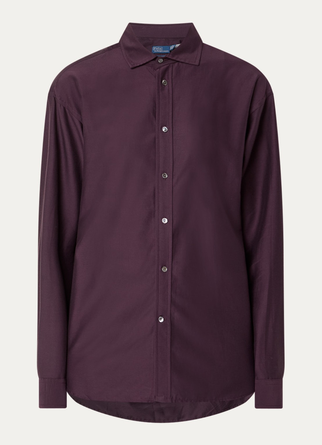 Ralph Lauren Blouse in zijdeblend met logoborduring - voorkant aubergine