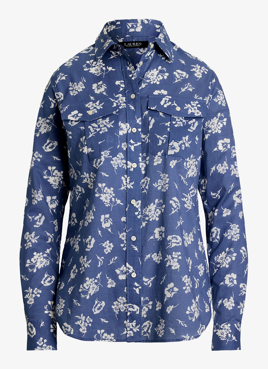 Ralph Lauren Blouse met borstzakken en print - voorkant blauw
