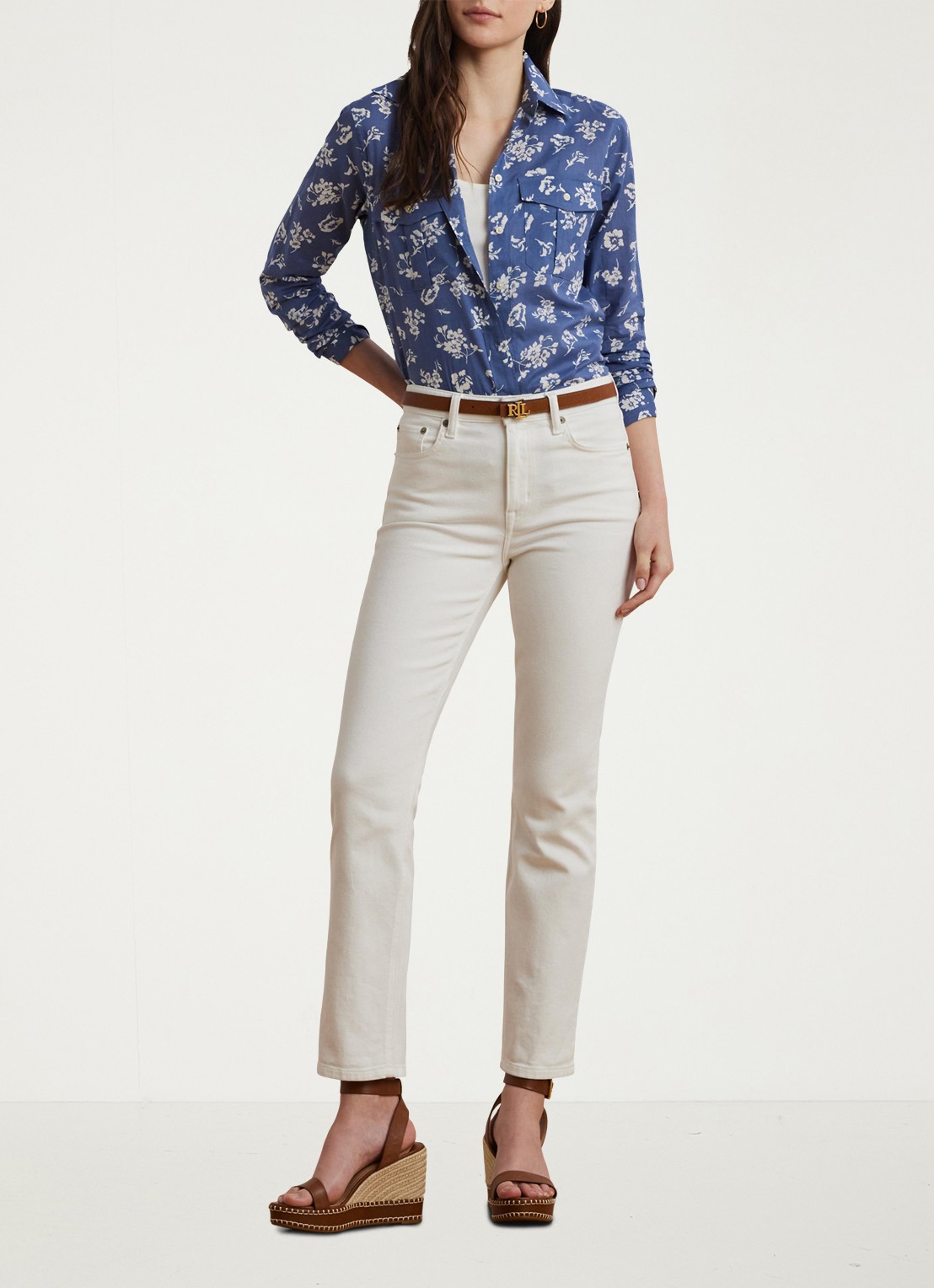 Ralph Lauren Blouse met borstzakken en print - voorkant 2 blauw