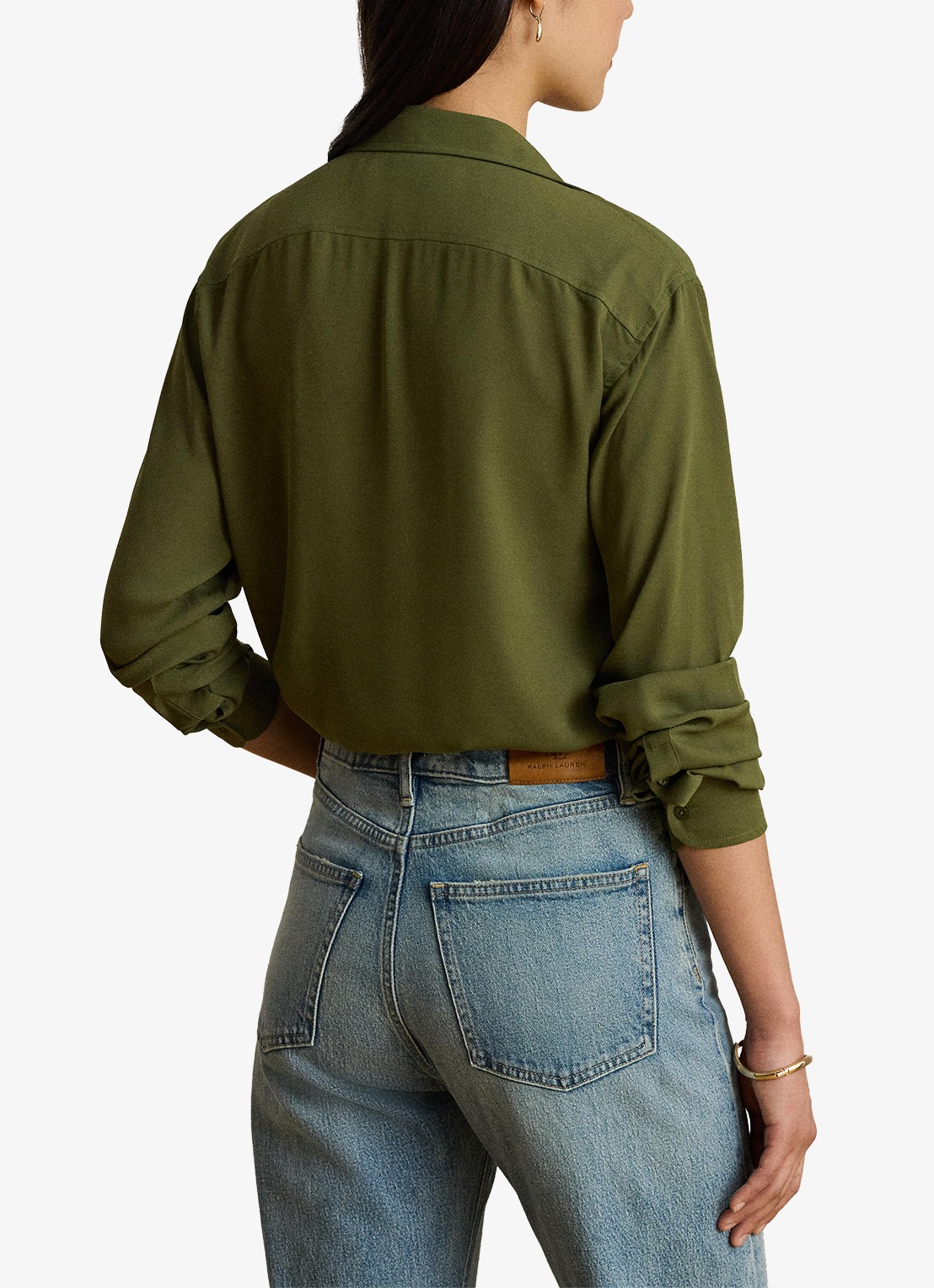Ralph Lauren Blouse met borstzakken - achterkant 3 olive grove / groen