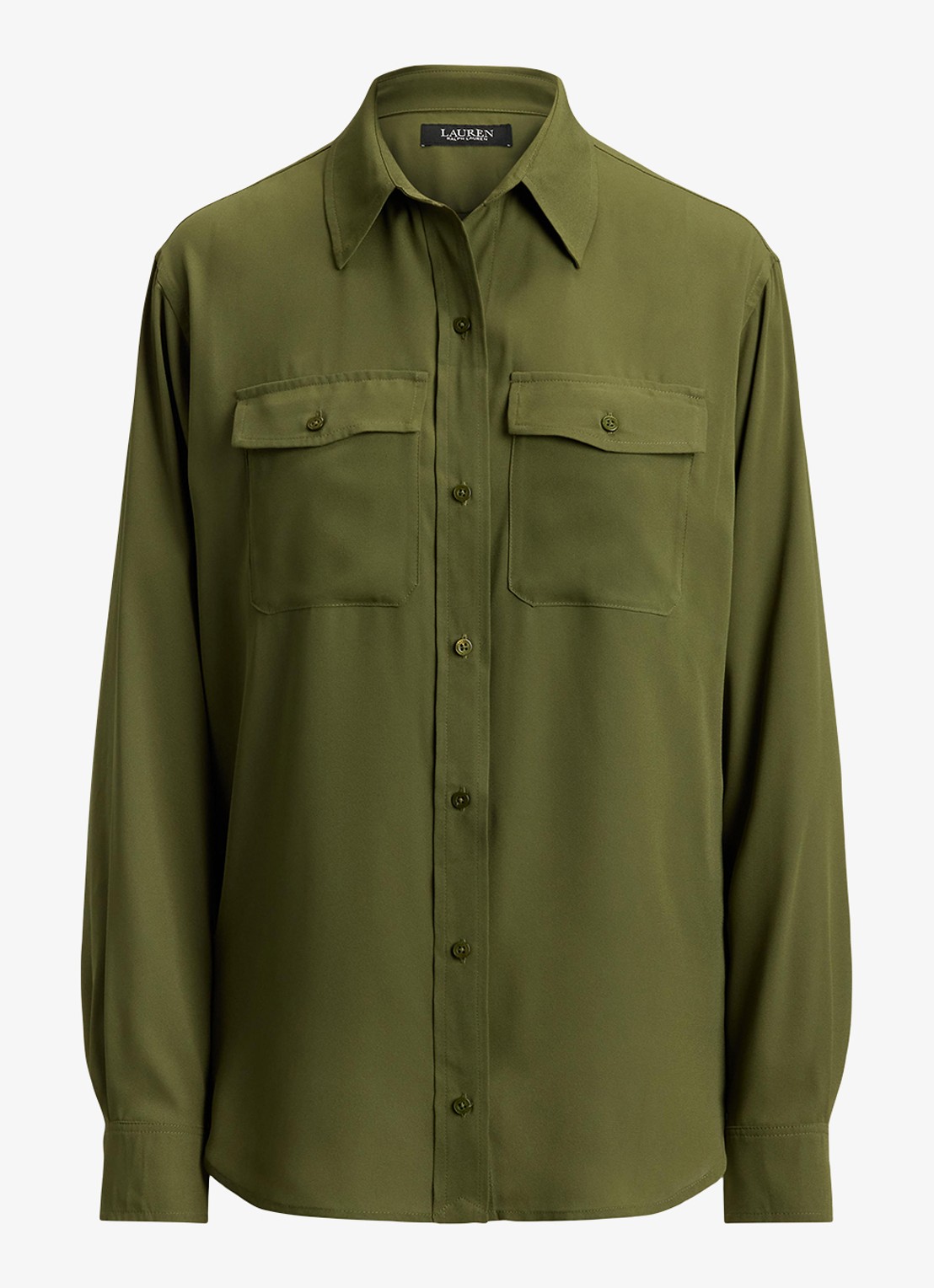 Ralph Lauren Blouse met borstzakken - voorkant olive grove / groen
