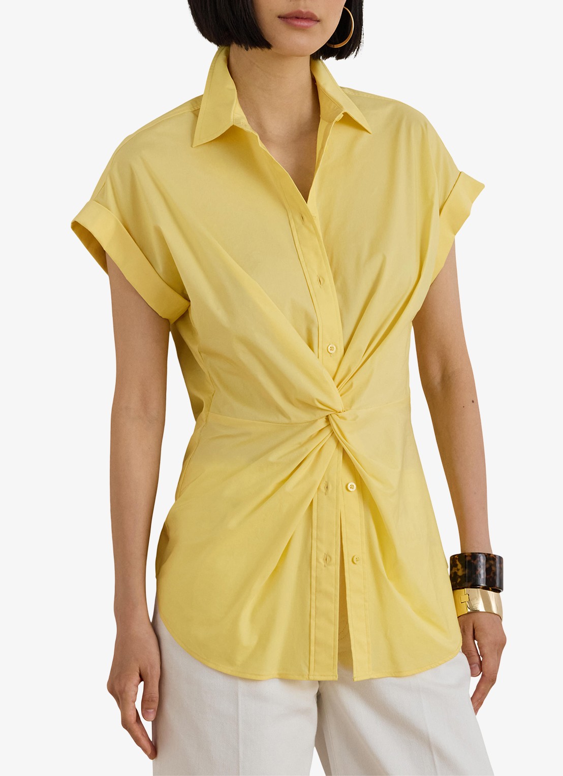 Ralph Lauren Blouse met geknoopt detail - detail 4 geel