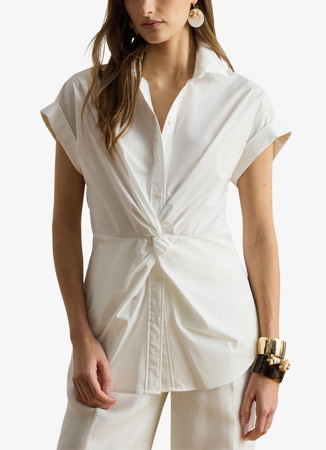 Ralph Lauren Blouse met geknoopt detail - detail 2 wit