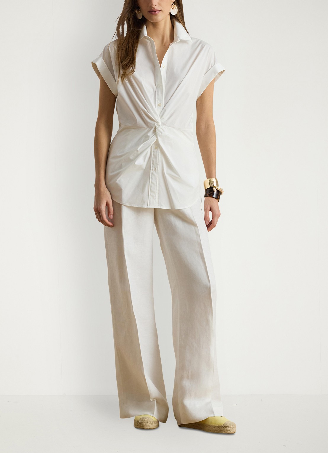 Ralph Lauren Blouse met geknoopt detail - voorkant 5 wit