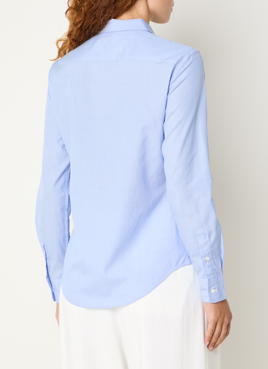 Ralph Lauren Blouse met logo en sjaalkraag - achterkant 3 blauwgrijs