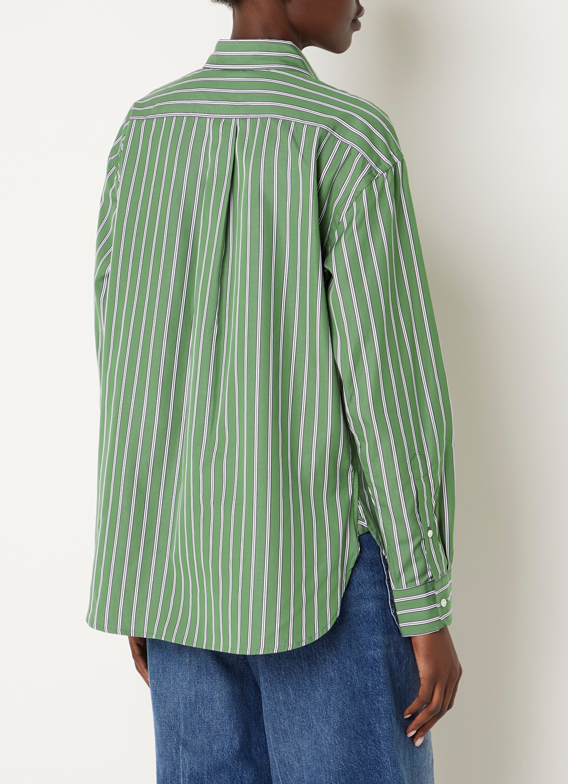Ralph Lauren Blouse met logo en streepprint - achterkant 4 lindegroen