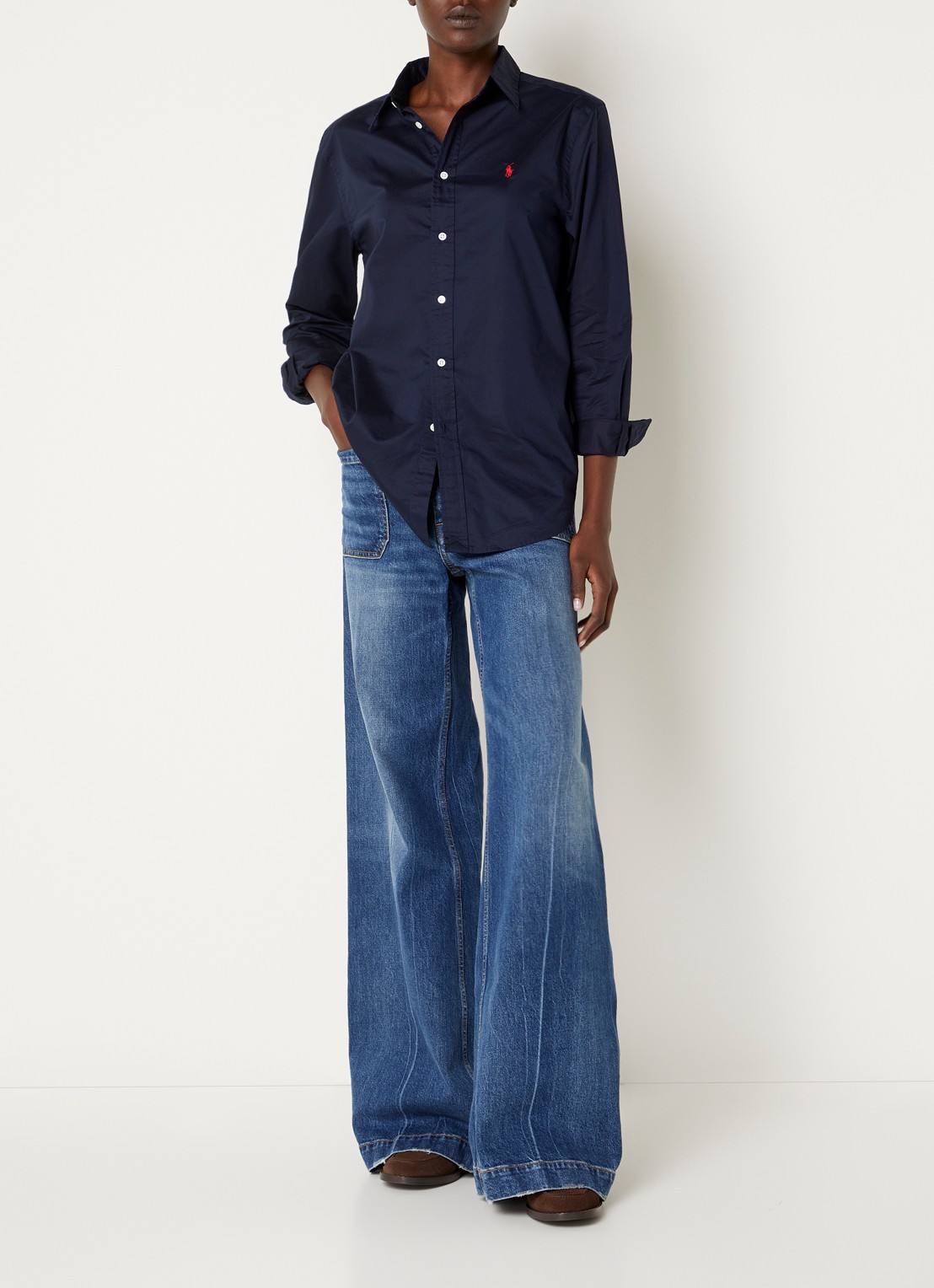 Ralph Lauren Blouse met logo - voorkant 4 donkerblauw