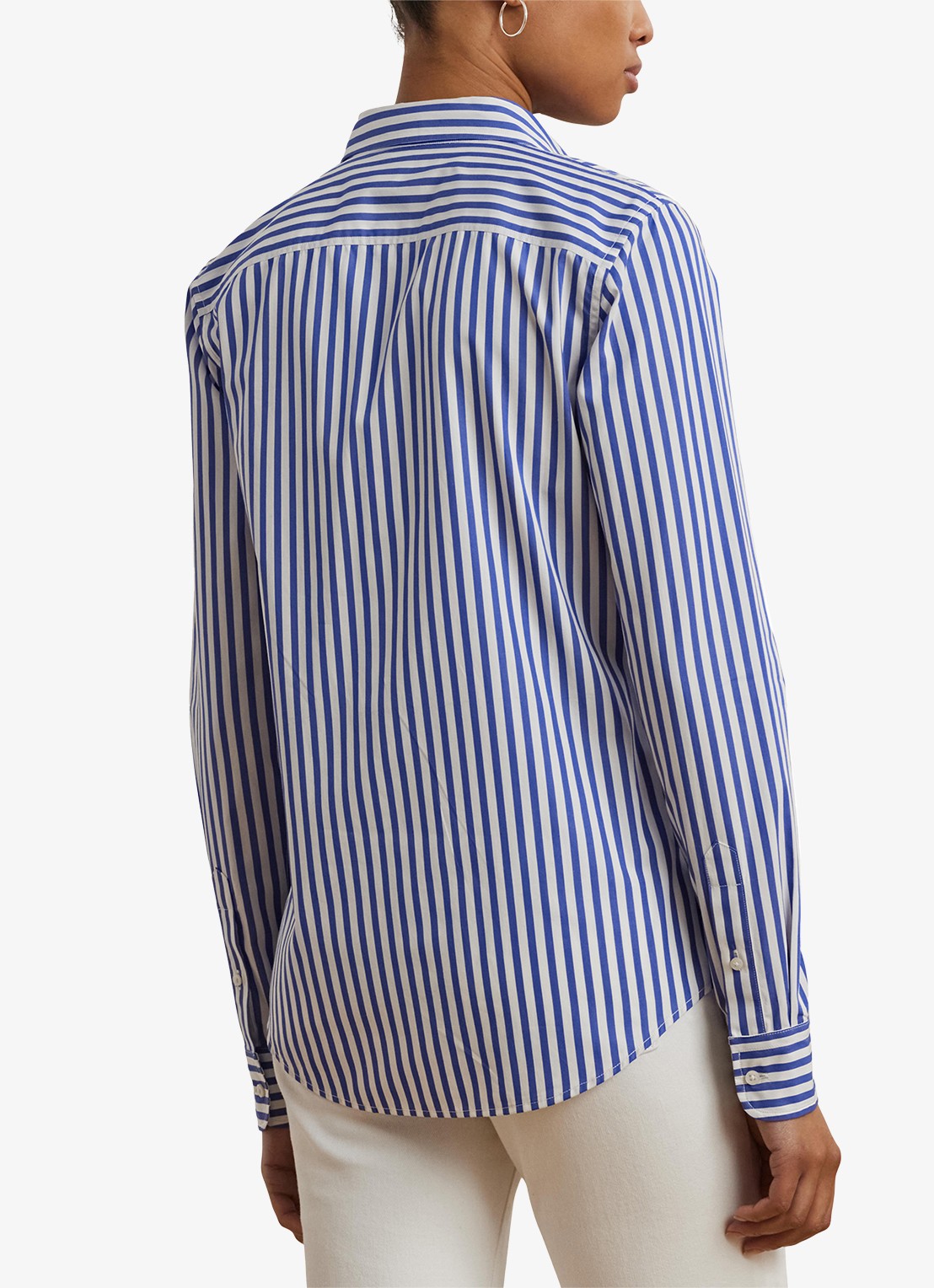 Ralph Lauren Blouse met logoborduring en streepprint - achterkant blauw