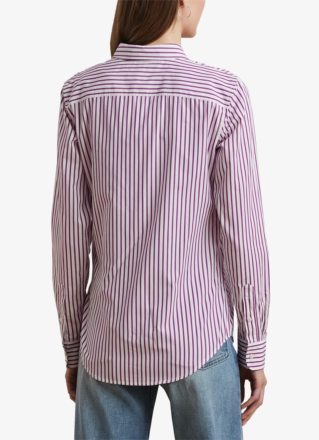 Ralph Lauren Blouse met logoborduring en streepprint - achterkant paars