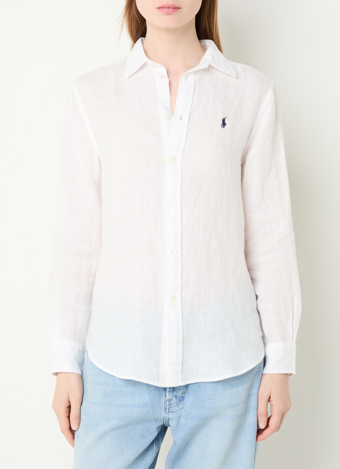 Ralph Lauren Blouse met logoborduring - detail 4 gebroken wit