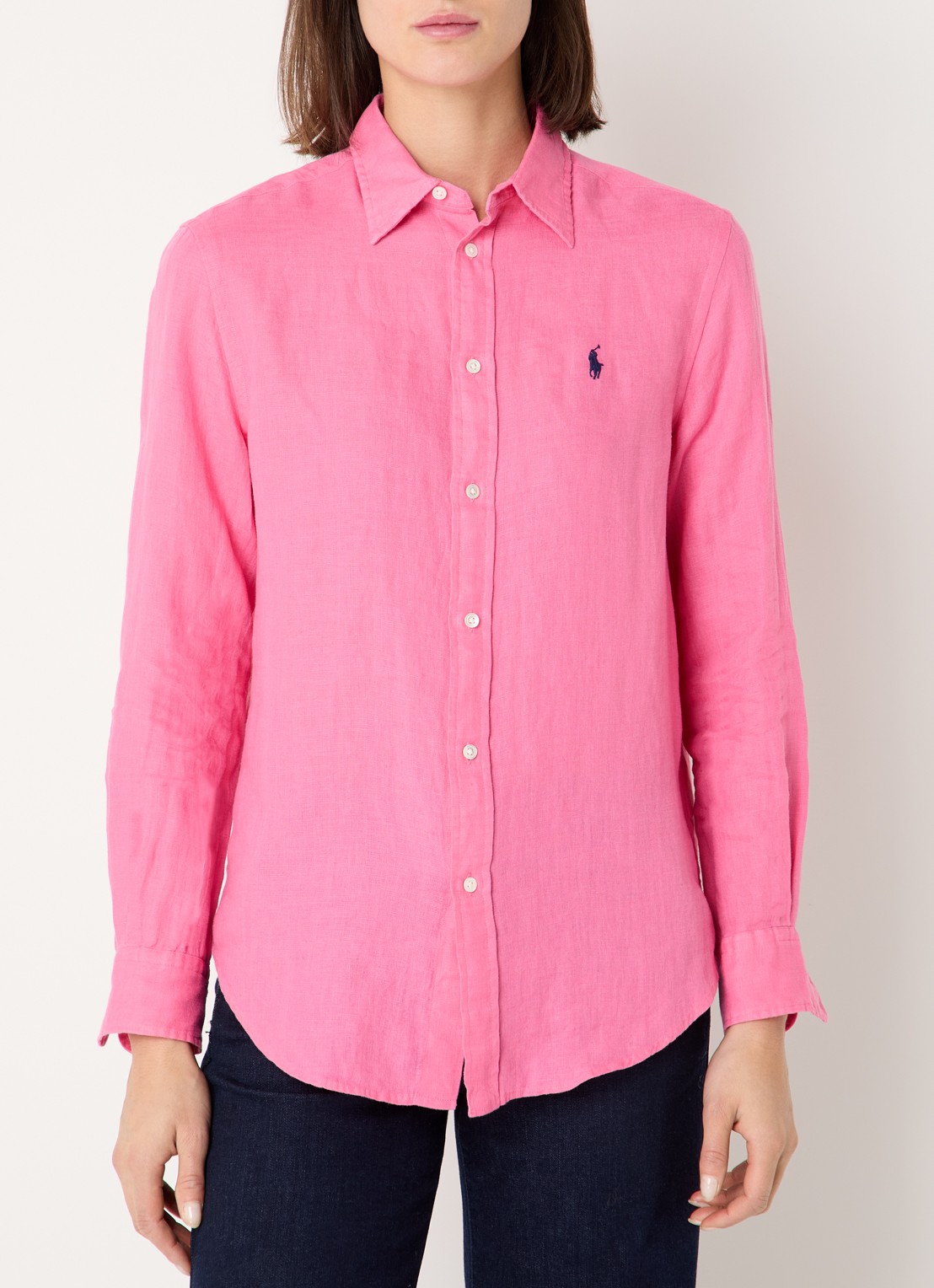 Ralph Lauren Blouse met logoborduring - detail 3 donkerroze