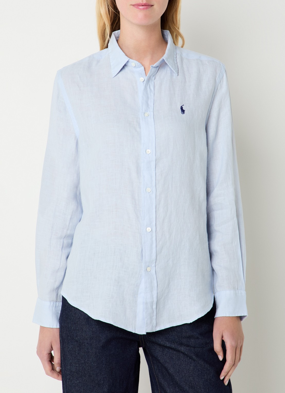 Ralph Lauren Blouse met logoborduring - detail blauwgrijs