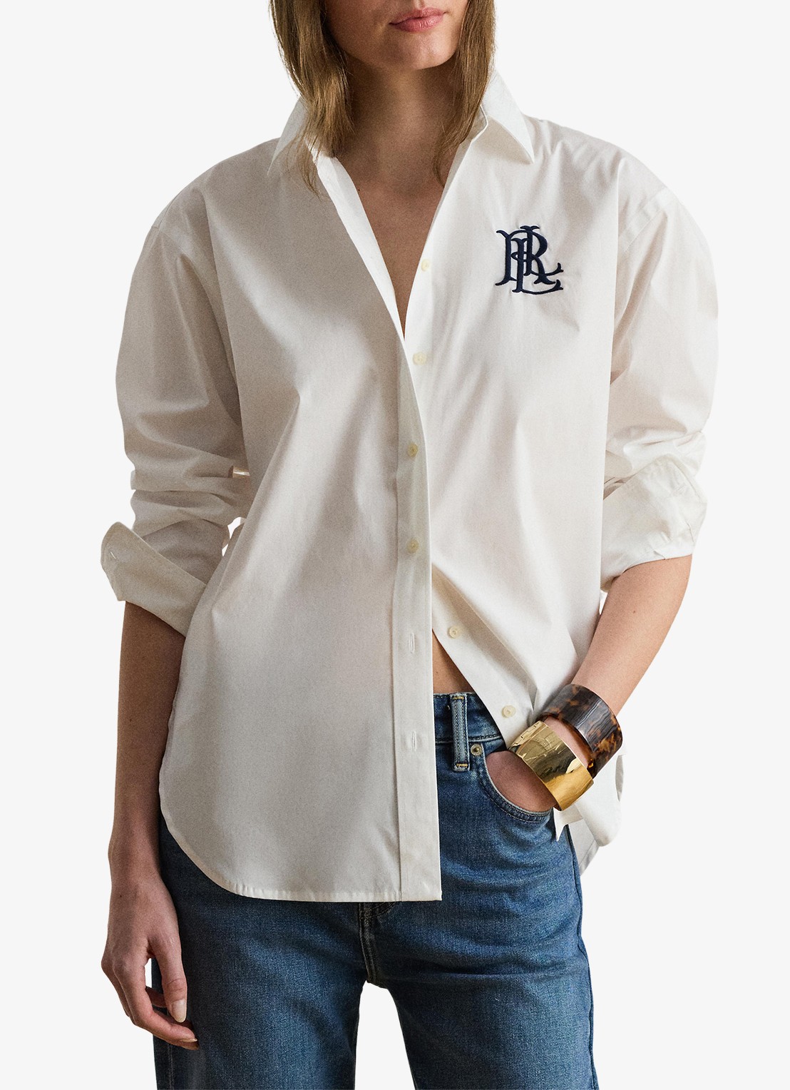 Ralph Lauren Blouse met logoborduring - detail 3 wit