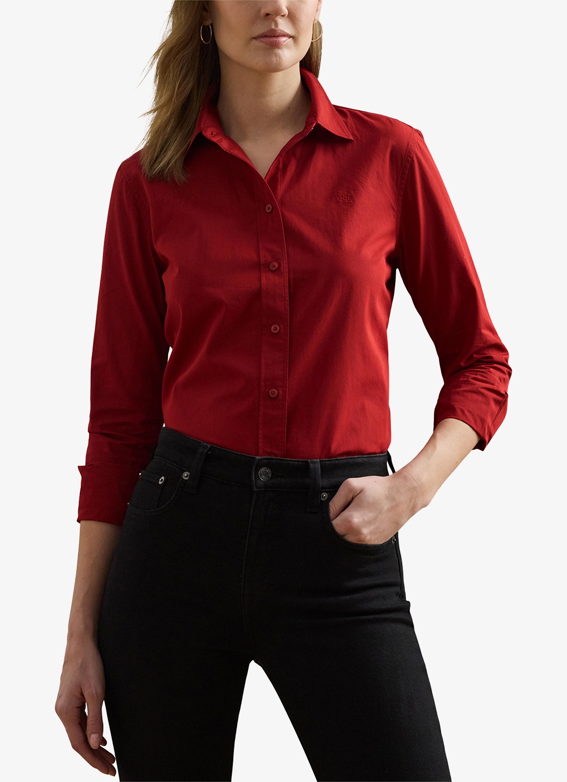 Ralph Lauren Blouse met logoborduring - detail 3 madison red / rood