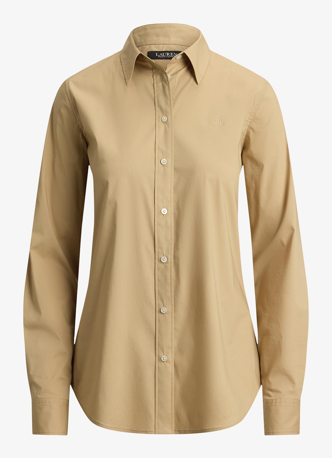 Ralph Lauren Blouse met logoborduring - voorkant 4 birch tan / beige