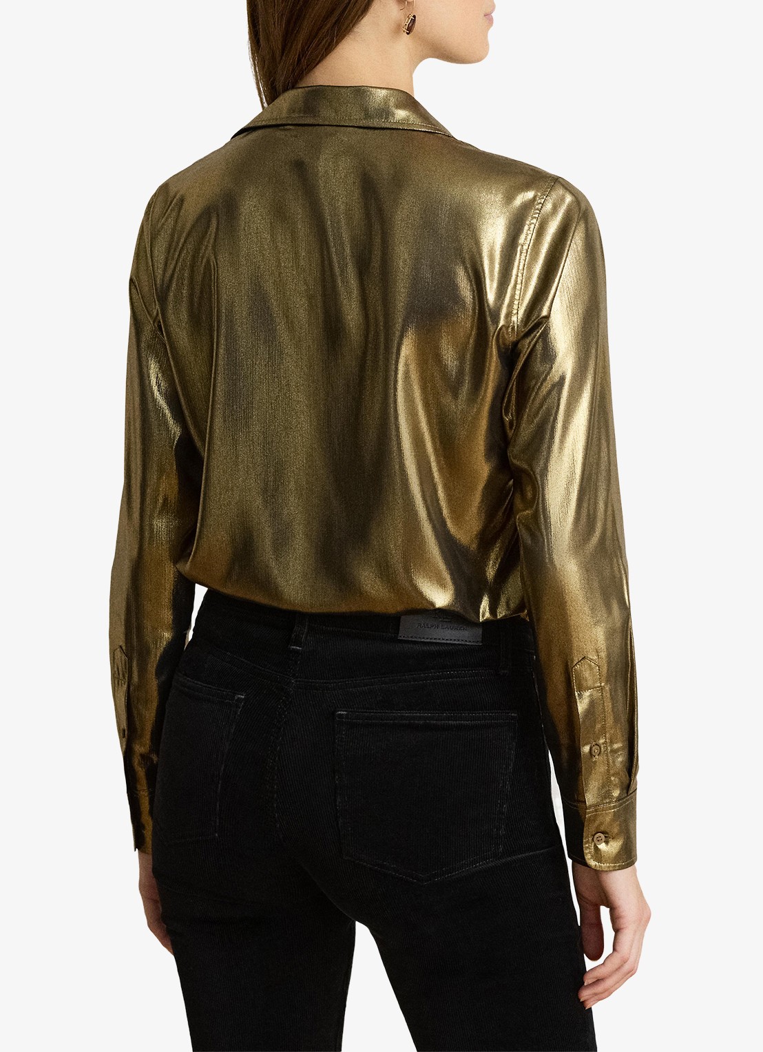 Ralph Lauren Blouse met metallic finish - achterkant black/antique gold-3lap