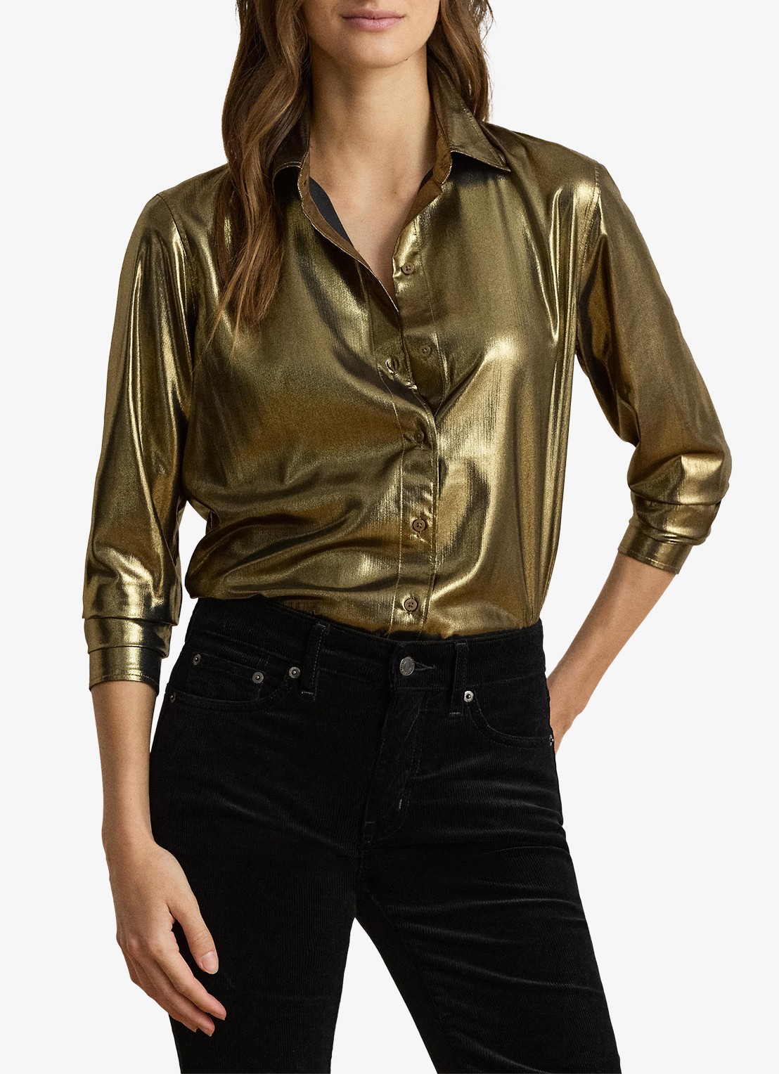 Ralph Lauren Blouse met metallic finish - detail 2 black/antique gold-3lap