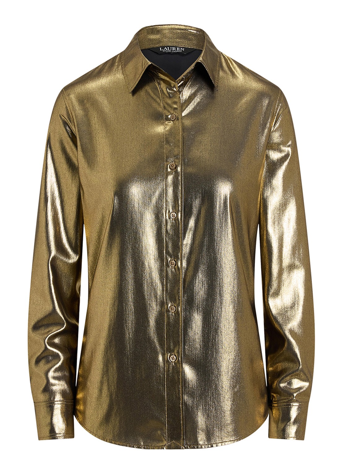 Ralph Lauren Blouse met metallic finish - voorkant 4 black/antique gold-3lap
