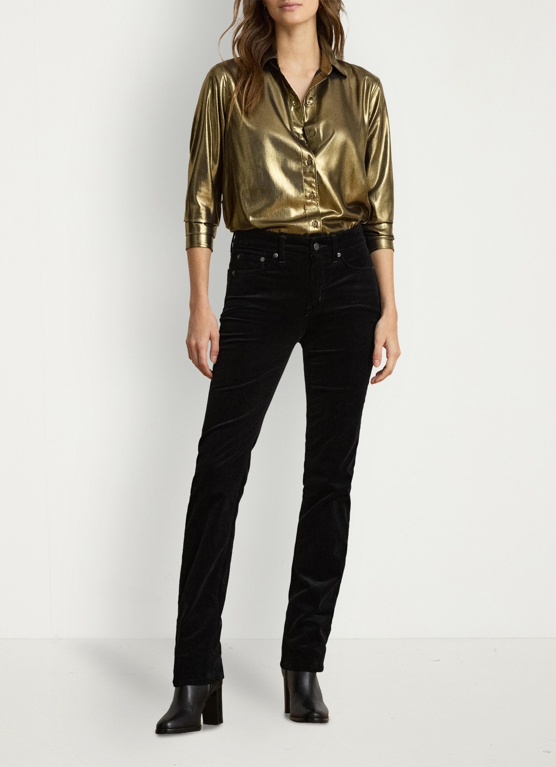 Ralph Lauren Blouse met metallic finish - voorkant 5 black/antique gold-3lap
