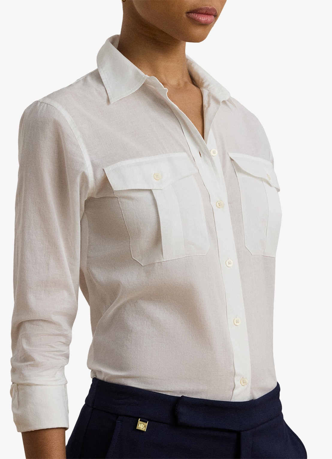 Ralph Lauren Blouse met opgestikte zakken - detail 7 wit