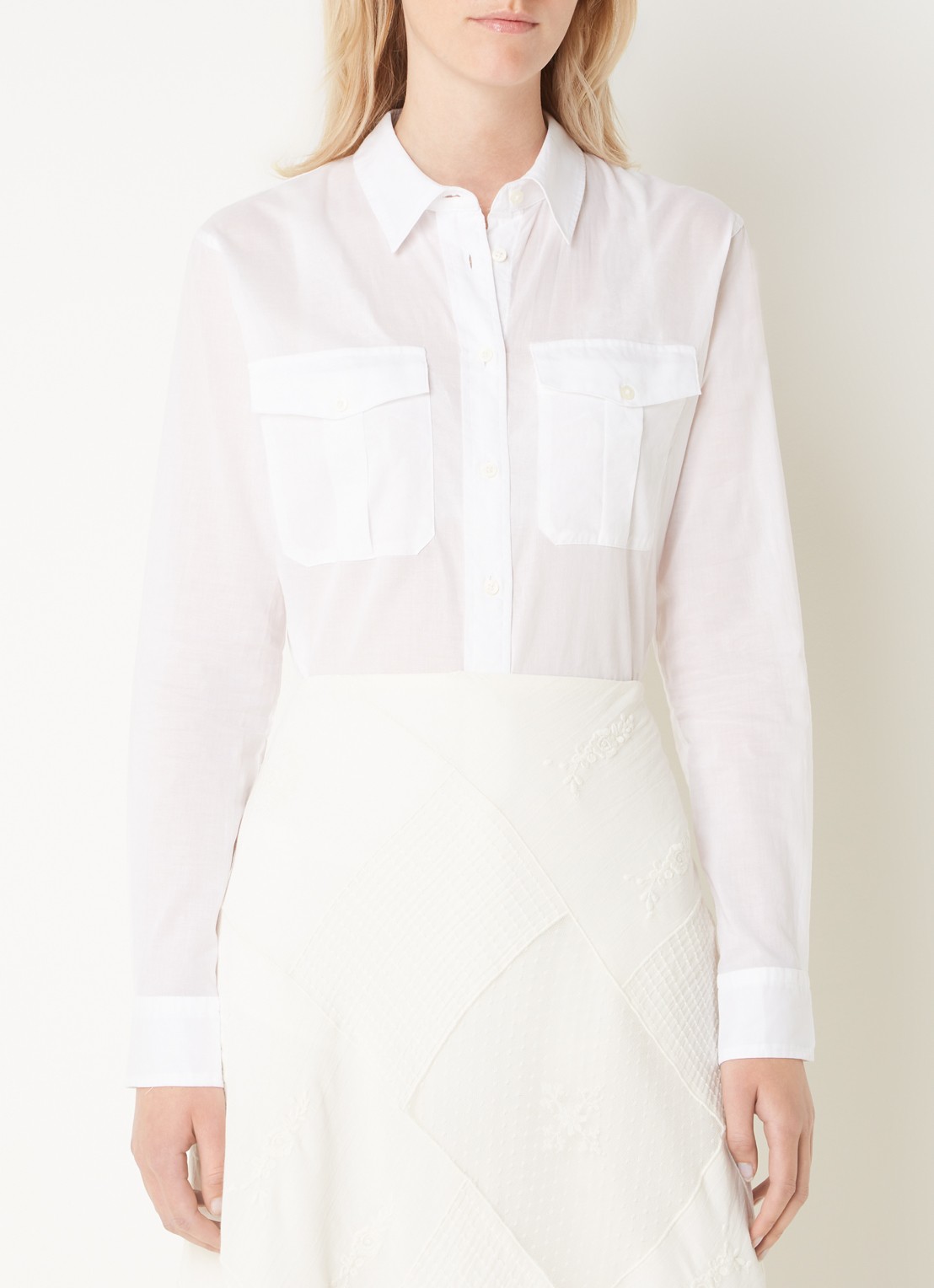 Ralph Lauren Blouse met opgestikte zakken - detail 8 wit