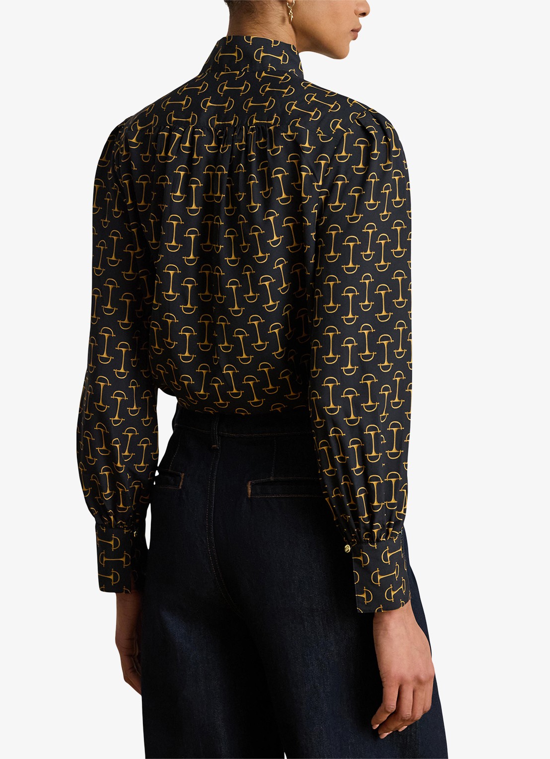 Ralph Lauren Blouse met sjaalkraag en grafische print - achterkant 4 zwart