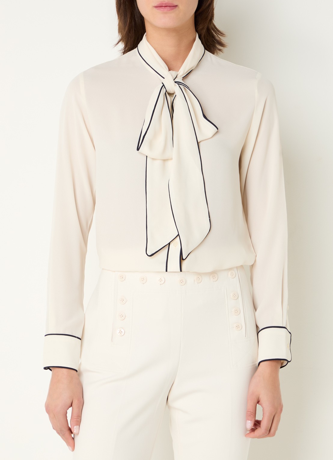 Ralph Lauren Blouse met sjaalkraag  - detail 4 creme
