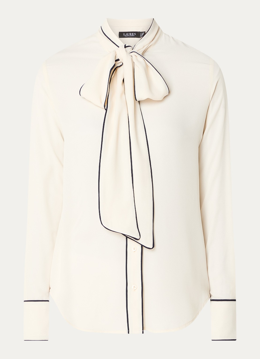 Ralph Lauren Blouse met sjaalkraag  - voorkant 2 creme