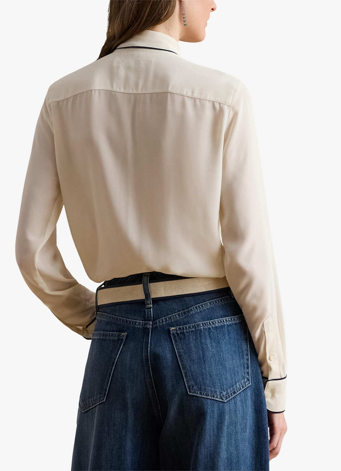 Ralph Lauren Blouse met sjaalkraag  - achterkant gebroken wit