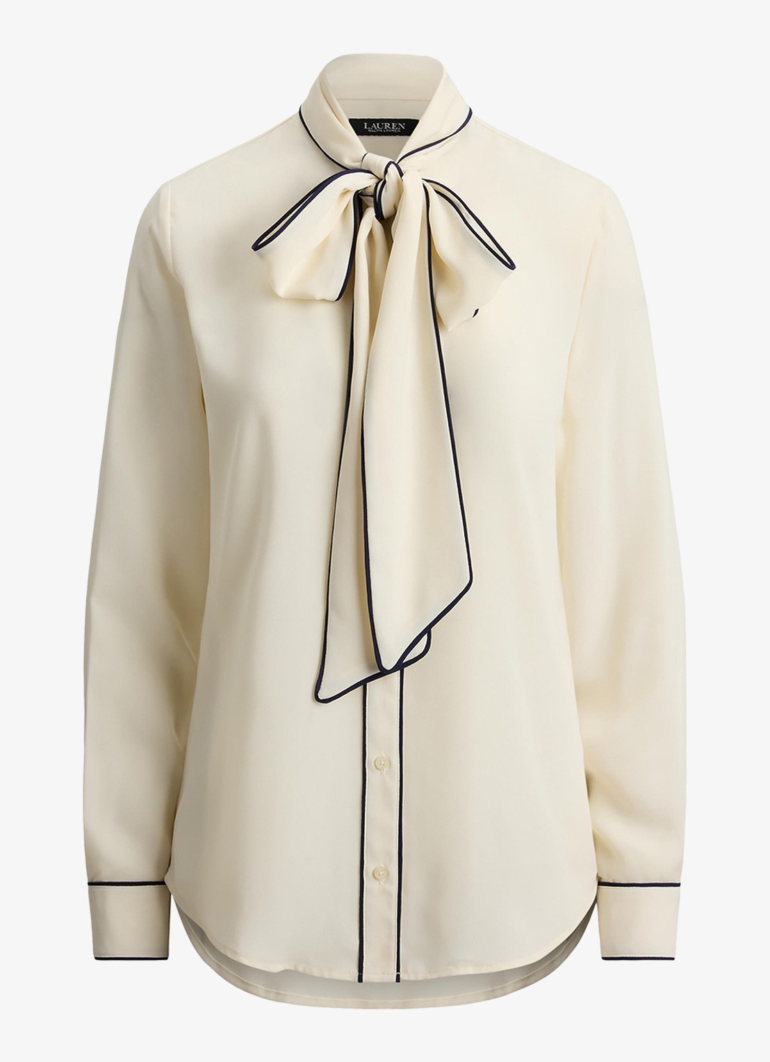 Ralph Lauren Blouse met sjaalkraag  - voorkant 2 gebroken wit
