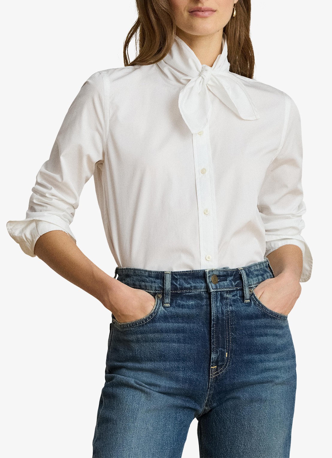 Ralph Lauren Blouse met sjaalkraag - detail 3 wit