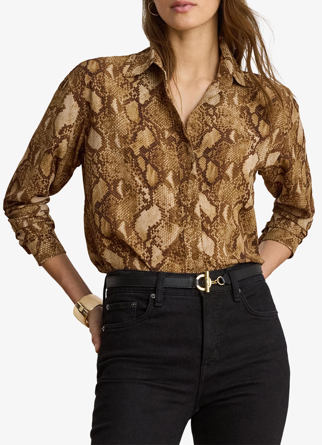 Ralph Lauren Blouse met slangenprint - detail 3 tan multi / beige