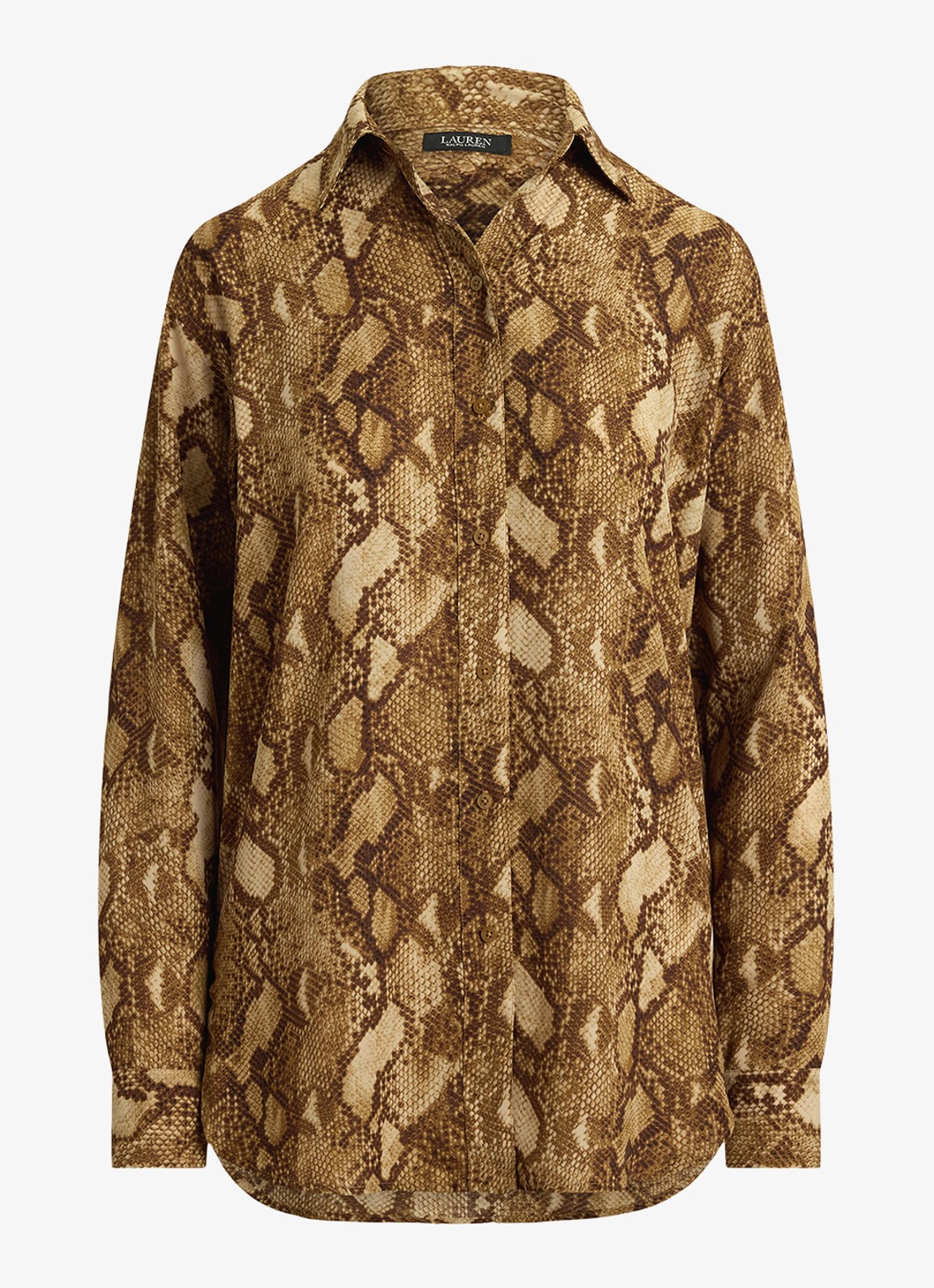 Ralph Lauren Blouse met slangenprint - voorkant tan multi / beige