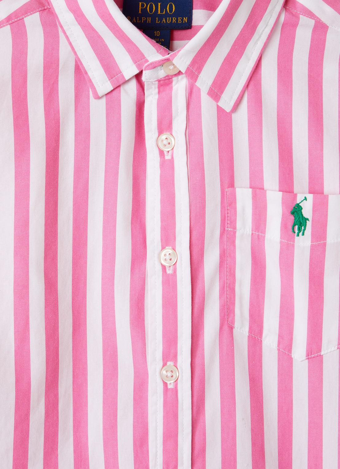 Ralph Lauren Blouse met streepprint en borstzak - detail 3 roze