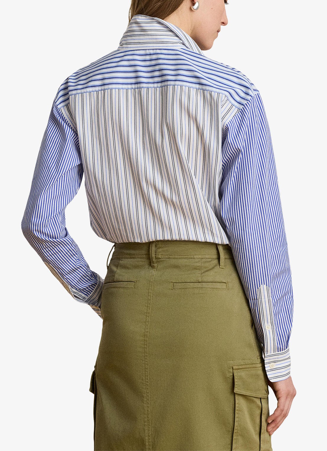 Ralph Lauren Blouse met streepprint en borstzak - achterkant 5 blue white multi / blauw