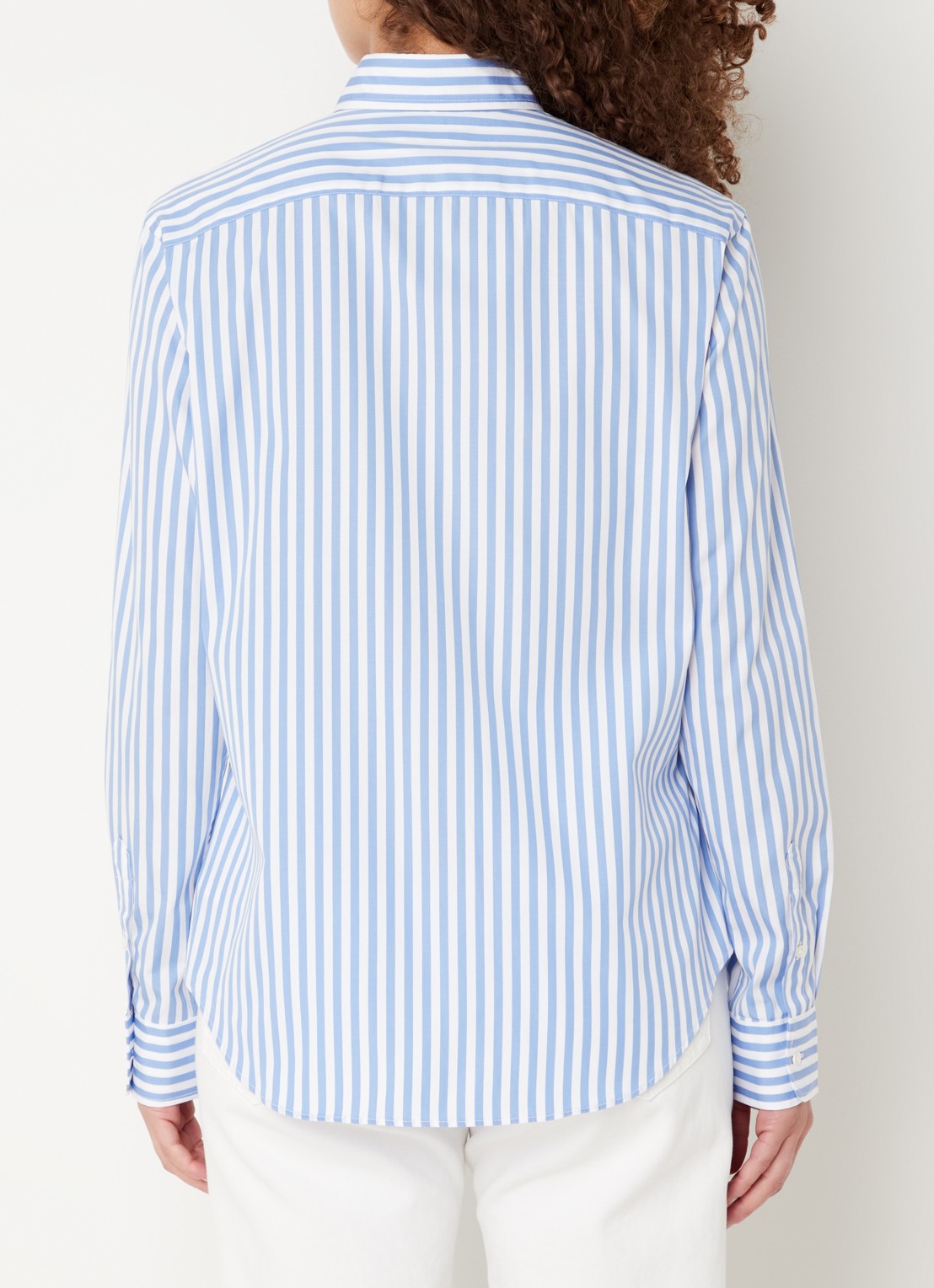 Ralph Lauren Blouse met streepprint en logoborduring - achterkant 4 lichtblauw