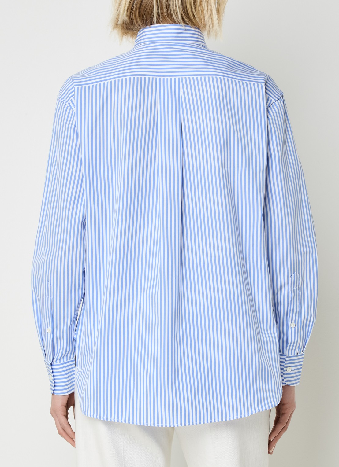 Ralph Lauren Blouse met streepprint en logoborduring - achterkant blauwgrijs